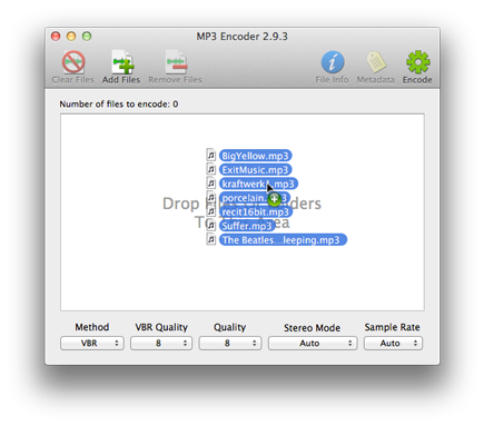 Dragging existing MP3 files onto MP3 Encoder