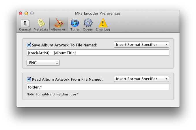 MP3 Encoder Preferences Album Artwork tab
