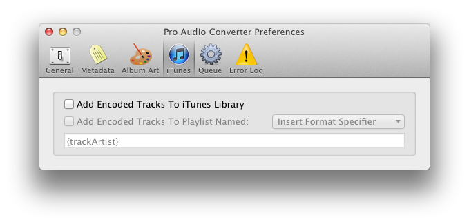 iTunes preferences tab