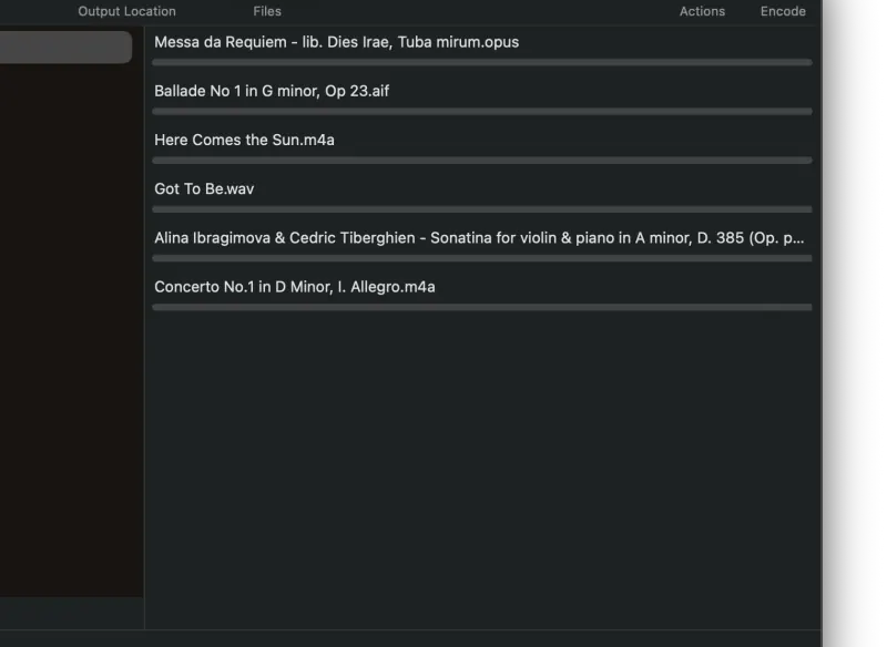 Pro Audio Converter file list showing queued audio files
