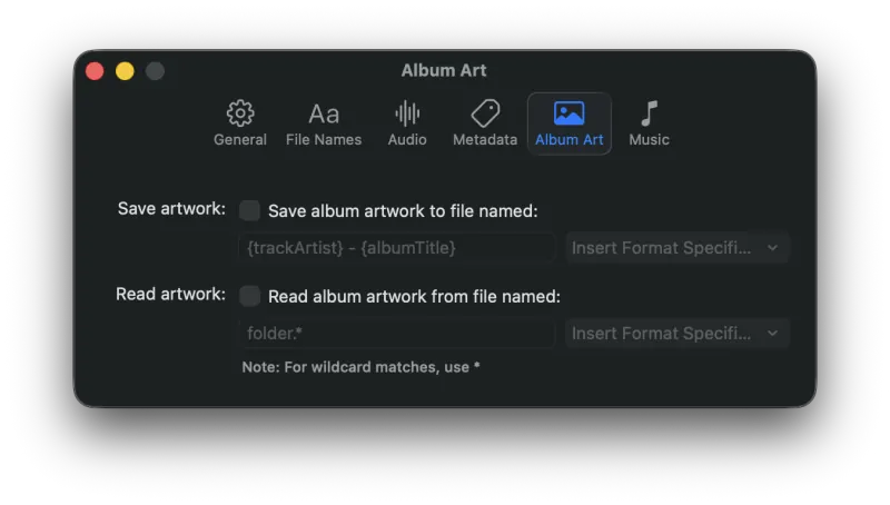 Pro Audio Converter Settings Album Art tab